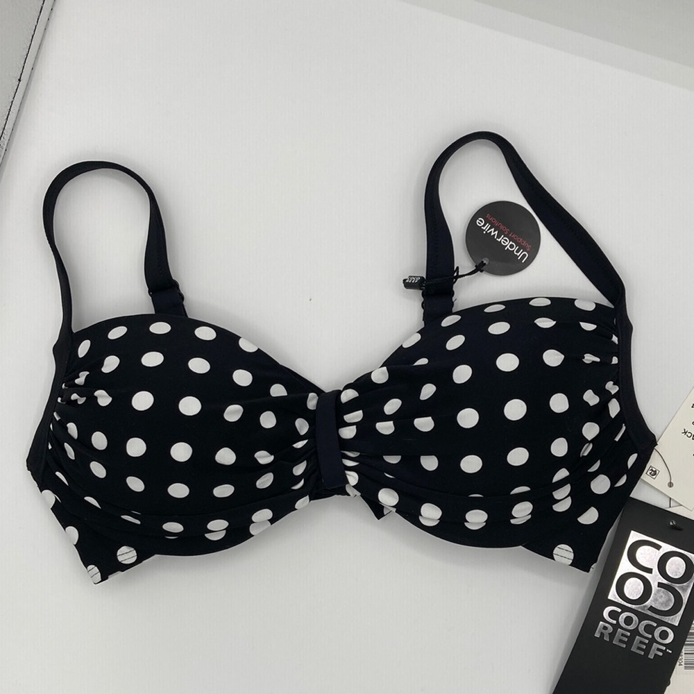 New w/Tags Women's COCO REEF Bikini Top Black/White polka dots Size 36/38D